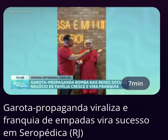 Print da reportagem da Rede Record sobre a Empada da Casa em Seropédica