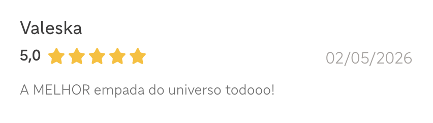 Avaliação 5 estrelas de Valeska sobre a Empada da Casa